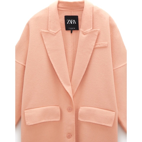 Zara Bloggers Fav Oversized Double Button Long Coat Tangerine XL NWT - Picture 5 of 13
